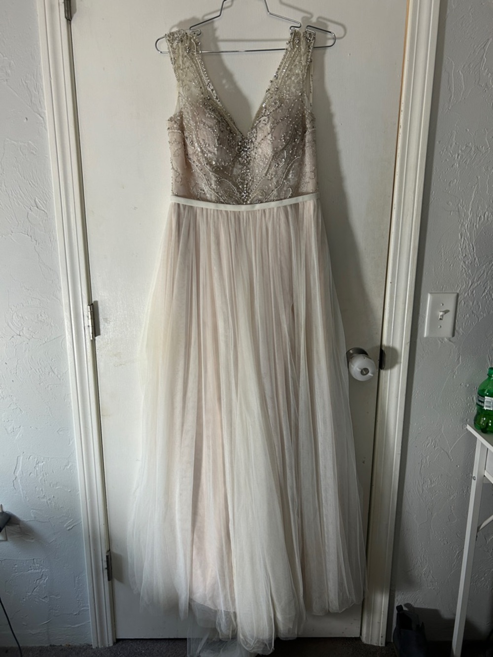 Stella York Ivory and Champagne Beaded Tulle Wedding Dress